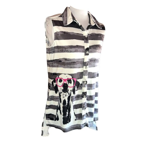 Tango Mango Sleeveless Dalmatian with Pink Glasses Women Size Small - Picture 2 of 9